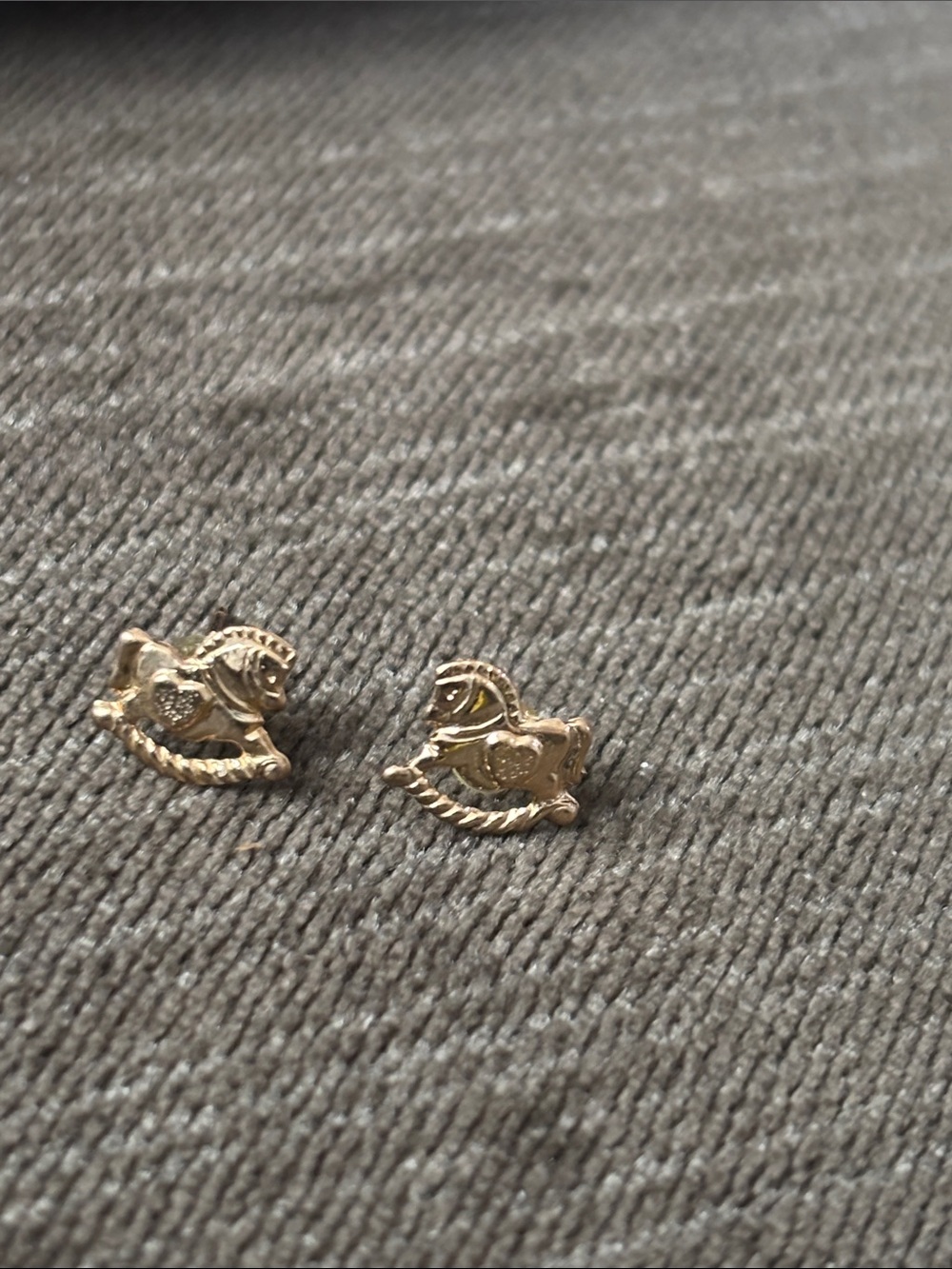 10K Gold real solid Yellow Gold Fine Jewelry Stud ROCKING HORSE Earrings